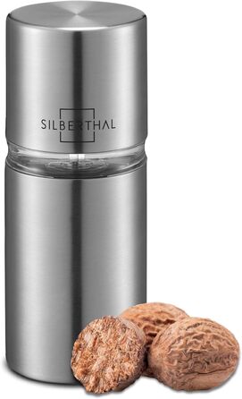 Мускатний млин SILBERTHAL для дрібно подрібненого мускатного горіха - Подрібнювач мускатного горіха з накопичувачем з нержавіючої сталі - терка для спецій