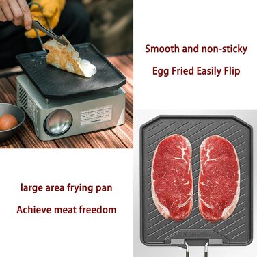 Сковорода з антипригарним покриттям Naturehike, складна ручка, сковорода-гриль для вулиці, алюмінієва сковорода для стейків, портативна та легка (0,5 кг), легко миється, підходить для кемпінгу та походів