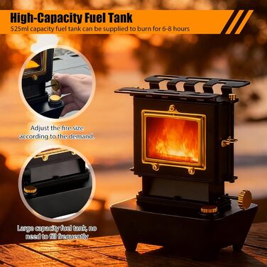 Портативний гасовий ліхтар з резервуаром для оливи на 525 мл, гасовий обігрівач для кемпінгу, багатофункціональна кемпінгова плита з сумкою для зберігання зовнішнього освітлення, обігріву та приготування їжі.