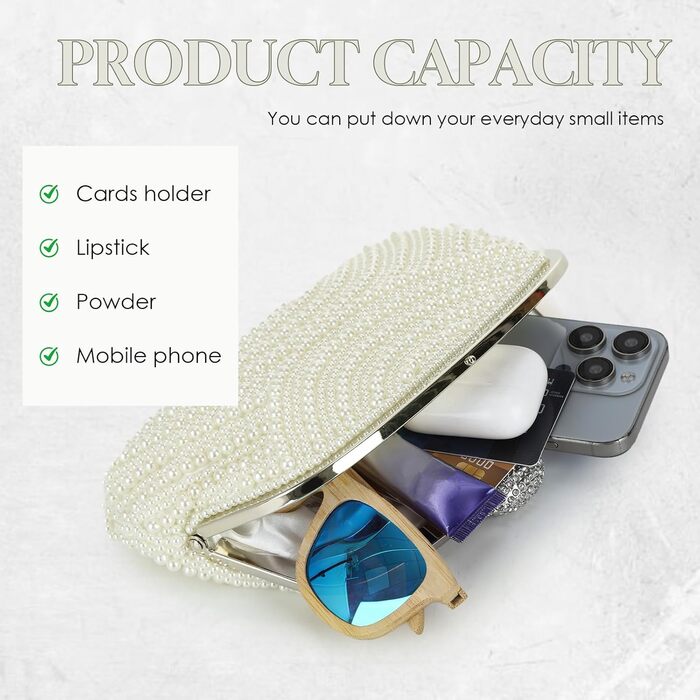 Елегантне клатч-вестикування Kunstperlen для жінок, вечірня сумочка для нареченої з ланцюжком на плече для весілля, випускного та вечірки, бежевий колір