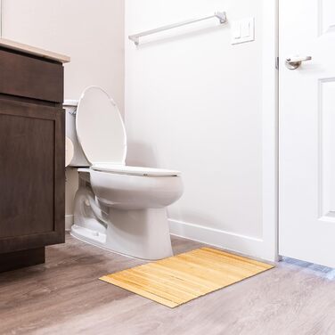 Килимок для ванної Relaxdays з бамбука, 80x50 см, нековзний килимок для душу, килимок для ванної кімнати, що згортається, натуральний/білий