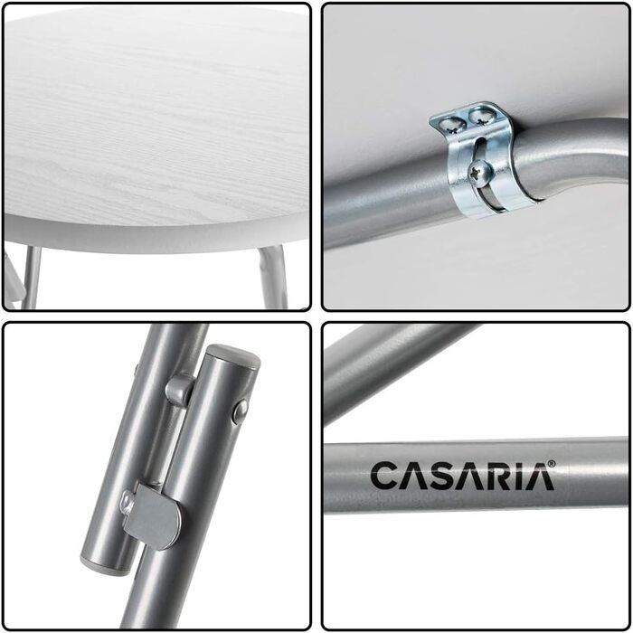 Комплект розкладних столів Casaria з 2 шт., висота 110 см, діаметр 60 см, бічний столик, розкладний стіл, барний стіл, коктейльний столик, дерев&39яний стіл для вечірок, круглий високий стіл, садовий стіл, білий, імітація дерева