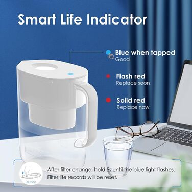 Глечик Waterdrop Lucid Water Filter з 190-денним фільтром, 3,5 л, зменшує вапняний наліт, хлор, свинець, мідь у воді, сертифікований NSF, без BPA, білий (замінний фільтр WD-PF-01A Plus)