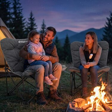 Складаний легкий кемпінговий стілець KingCamp, садовий стілець з високою спинкою, великий м&39який кемпінговий стілець, XXL кемпінговий стілець з сумкою, розслаблюючий стілець для кемпінгу, саду, балкону, пляжу, кемпінговий стілець для активного відпочинк