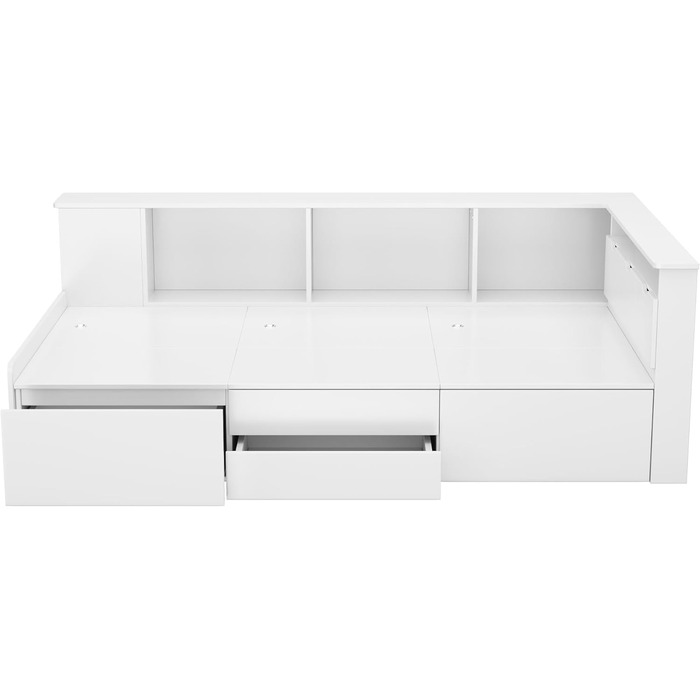 Односпальне ліжко Aoskem дитяче ліжко ліжко 90x200 ліжко з ящиками для зберігання та шафою для зберігання та книжковою полицею, де