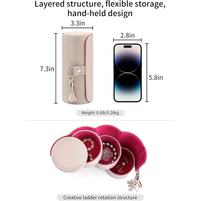 Маленька обертова шкіряна скринька для ювелірних виробів Vlando, підставка для ювелірних виробів, футляр для дорожніх ювелірних виробів, скринька для зберігання сережок, подарунки на день народження/новий рік для жінок та дівчат, сірий колір