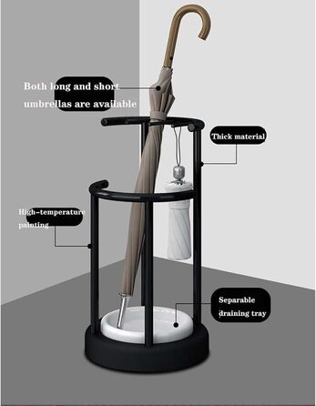 Кована підставка для парасольки PRMTYUP, круглий тримач для парасольки зі знімним піддоном для крапель, відро для парасольки для творчого зберігання, підходить для вестибюля готелю та домашнього використання білий білий