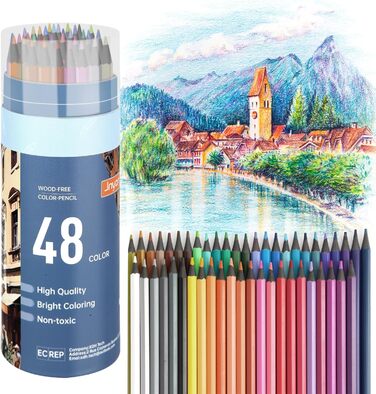 Кольорових олівців для розмальовок для дорослих, професійні олівці для малювання для дорослих, початківців, професіоналів, 48