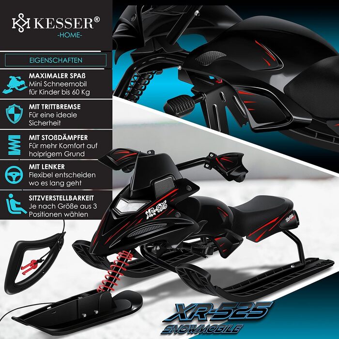 Дитячий снігохід Kesser XR-525, кермовий, з ножними гальмами