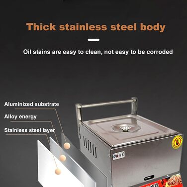 Комерційна газова фритюрниця з нержавіючої сталі з кошиком і кришкою для фритюрниці, швидким нагріванням, настільною олійною фритюрницею для домашнього ресторану для смаженої курки та подвійним циліндром Pomm