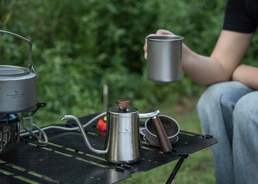 Мл Титановий перелив Кавоварка Ультралегка кавоварка на гусячій шиї Крапельний фільтр Чайник Чайник Кавник з ручкою з букового дер