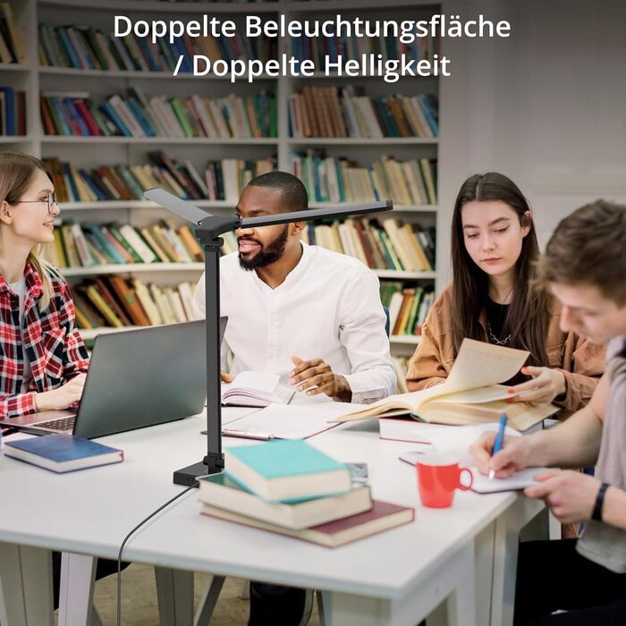 Світлодіодна настільна лампа iVict Dual Arm з нічником, сенсорним керуванням, 5 режимами освітлення, функцією заряджання USB, тайм