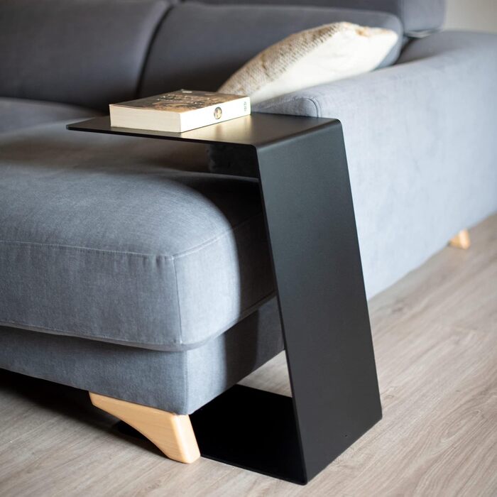 С-подібний журнальний столик MILUKA, чорний метал, 30x40 см Невеликий столик для вітальні, столик для дивана або столик для ноутбука Сучасний дизайн для вітальні та балкону