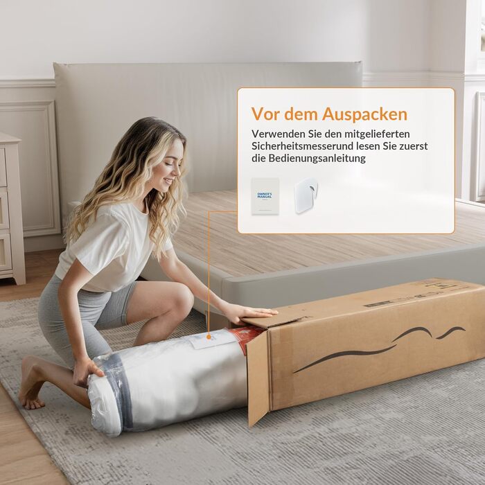 Матрац TXO 140x200 см, висота 25 см, пружинний матрац Pocket Spring, рівень жорсткості H3, 7-зонний пружинний матрац з високоякісною піною для підтримки спини, сертифікований Oeko-Tex, білий 140 x 200 см