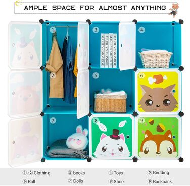 Дитяча полиця Дитяча шафа Сходинкова полиця Книжкова полиця з дверцятами, глибші відділення, ніж зазвичай (45 см проти 35 см), 110