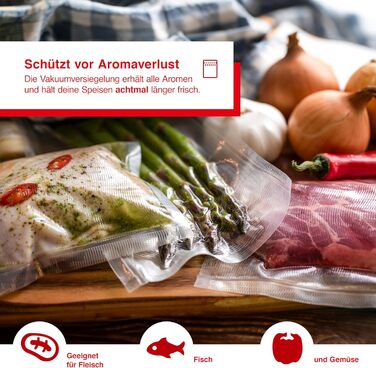 Рулони вакуумного пакувальника Solis 40 x 600 см для вакуумних пакувальників, 2 рулони для вакуумних пакетів для приготування та заморожування, нарізана за розміром та багаторазова вакуумна плівка, ідеально підходить для су-віду, 110 мкм, прозора