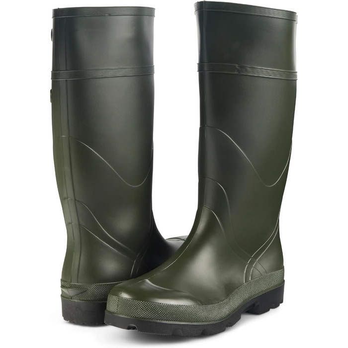 Чоловічі гумові чоботи JUJU Водонепроникні гумові чоботи до коліна Міцні чоботи з ПВХ Універсальні гумові чоботи для чоловіків, розмір 39 1/3 EU, зелені