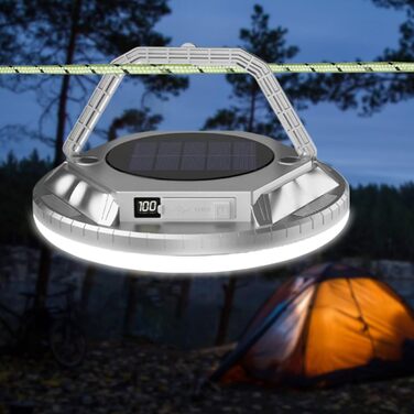 Ліхтарі для кемпінгу, 1600 люмен, сонячні, для виживання, водонепроникні, для кемпінгу, для саду, двору, патіо, балкону, походів, походів з рюкзаком, срібні