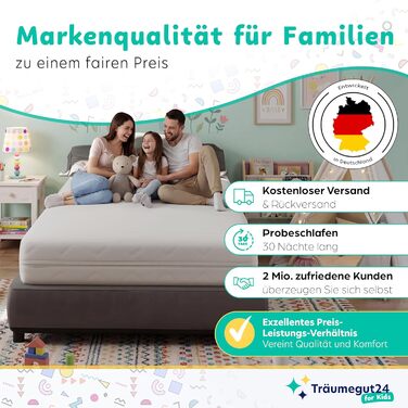 Матрац для дітей та підлітків - 90x200 см - H2 та H3 Розмір висота на вибір Матрац з холодної піни Чохол, приємний для шкіри, можна прати Сертифіковано Oeko-TEX (90 x 200 см, 10 см) 90 x 200 см 10 см, 24 -