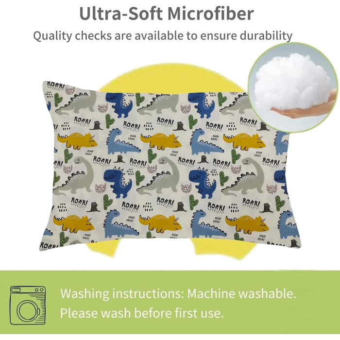 Дитяча подушка з наволочкою - м'яка дитяча подушка з органічної бавовни для сну - Дихаюча постільна білизна Дитяча подушка - Дитяч