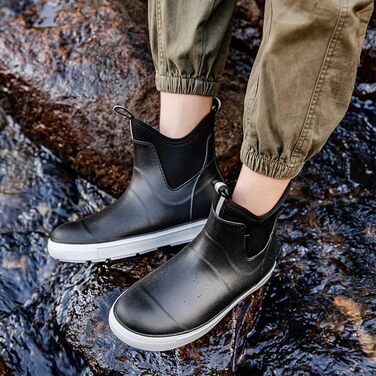 Водне взуття, гумові чоботи, нековзні, для риболовлі, катання на човні, роботи, чоловічі, для подорожей та походів, чорні, EU 38 2/3