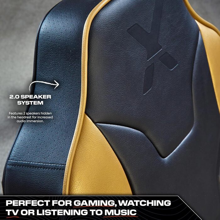 Дитяче ігрове крісло-гойдалка X Rocker Shadow 2.0 з аудіосистемою 2.0 - золотисте/чорне