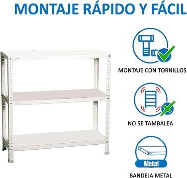 Надміцний стелаж Simonrack, стелаж для зберігання, металевий стелаж 100x80x30, стелаж для підвалу, точка вигину 100 кг, 3 полиці, білий - Comfort