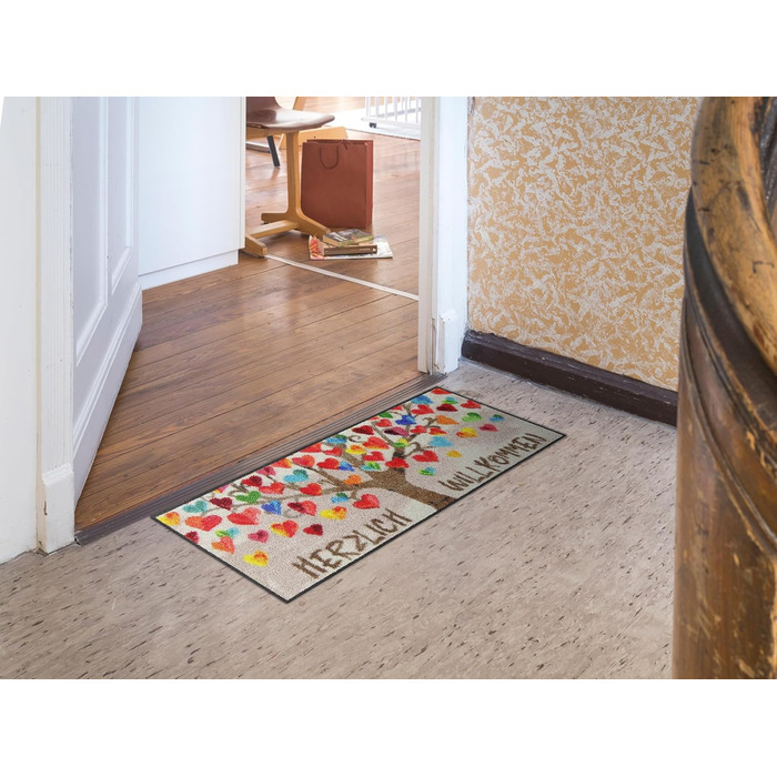 Парковка для взуття Серцеподібне дерево 030x075 см Килимок для дверей Килимок для очищення Вуличний килимок для дверей Приміщення Брудолобійник для вулиці