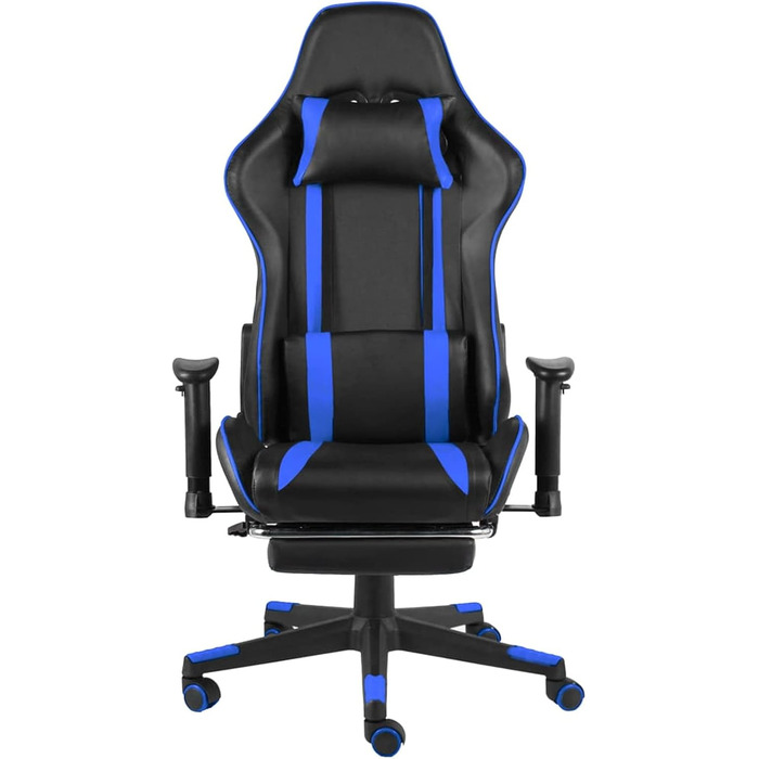 Геймерське крісло з підставкою для ніг, обертове, синій ПВХ, для дорослих, крісло для ПК, ігрове
