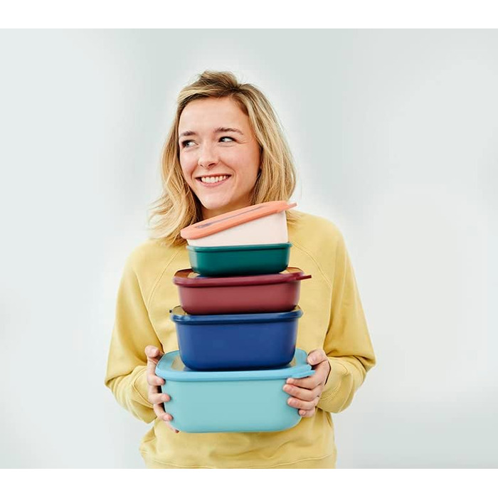 Кругла прямокутна миска Mepal Multi Bowl - Посуд для мікрохвильової печі - Підходить як герметична коробка для зберігання в холодильнику, посуді для мікрохвильової печі та як контейнер для зберігання продуктів - 2000 мл - Яскраво-синій