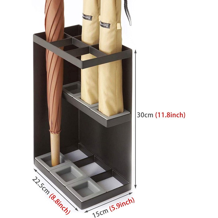 Підставка для парасольки Металевий кронштейн 4 слоти Підставка для парасольки, нержавіючий тримач для парасольки з короткою парасолькою та силікагелевим піддоном для крапель, палиці для ходьби Палиці для ходьби Мечі Відро для парасольки чорний STYLE3