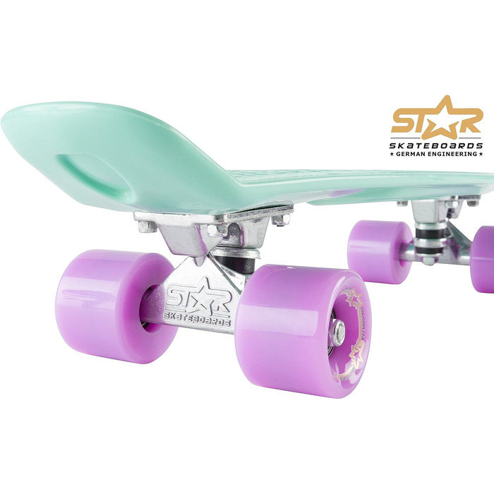 Скейтборд BIKESTAR Vintage Retro Cruiser 60 мм для дітей та дорослих, а також для початківців приблизно від 6-8 років М'ята та фіо