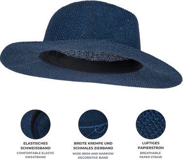 Жіноча панама-капелюх від сонця з тонкою стрічкою, солом&39яний капелюх, капелюх-флоппі, літній капелюх, капелюх-федора styleBREAKER, один розмір, білий