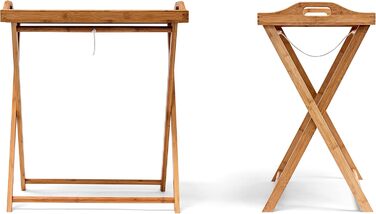 Столик Relaxdays Tray, бамбук, ВxШxГ 63,5 x 55 x 35 см, складний бічний столик з підносом, для сніданку, натуральний, одинарний