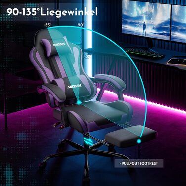 Офісне крісло, ігрове крісло, комп&39ютерне крісло з підставкою для ніг, м&39яке ігрове крісло, ігрове крісло для дорослих, обертове крісло, чорно-фіолетове