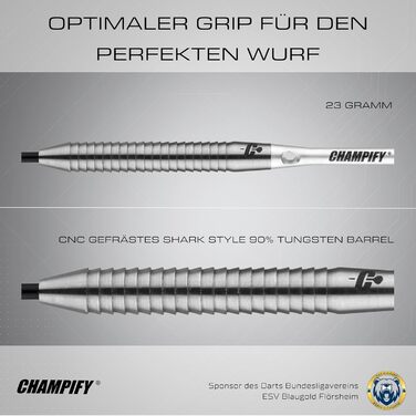 Набір дротиків Champify з 90 вольфраму з чорним футляром 3 сталеві дротики з 9 алюмінієвими стрижнями та 9 дергами Набір дротиків з аксесуарами Дартс з білим металевим наконечником