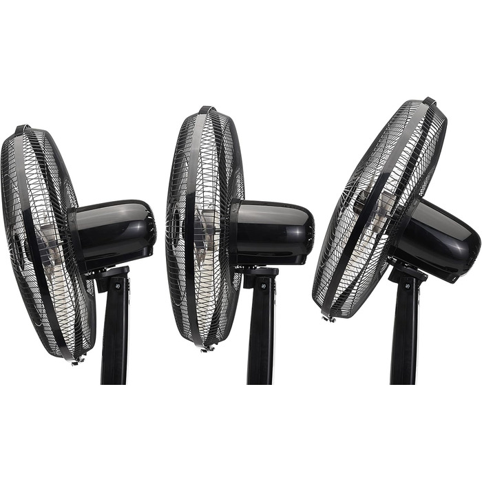 Коливальний подвійний 3-лопатевий вентилятор на п'єдесталі, цифровий, з пультом дистанційного керування, чорний 3-швидкісний чорни