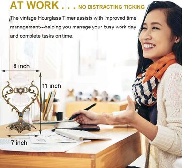 Пісочний годинник SuLiao для Uten, Поворотний на 720, Старовинний білий пісочний годинник, Вінтажний пісочний годинник 1 Hora Reloj de Arena, Великий метал, Пісочний годинник, Офіс, Письмовий стіл, Дім, Весільне оформлення (Білий, 60 хв)