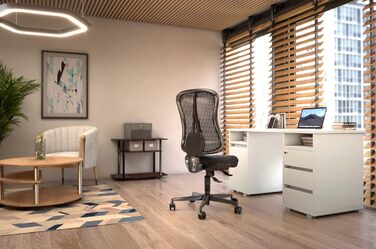 Письмовий стіл PRIMUS з 2 шухлядами, білий - Офісний стіл, комп&39ютерний стіл для домашнього офісу з місцем для зберігання та відкритими полицями - 145 x 74 x 65 см (Ш/В/Г) 145 см білий