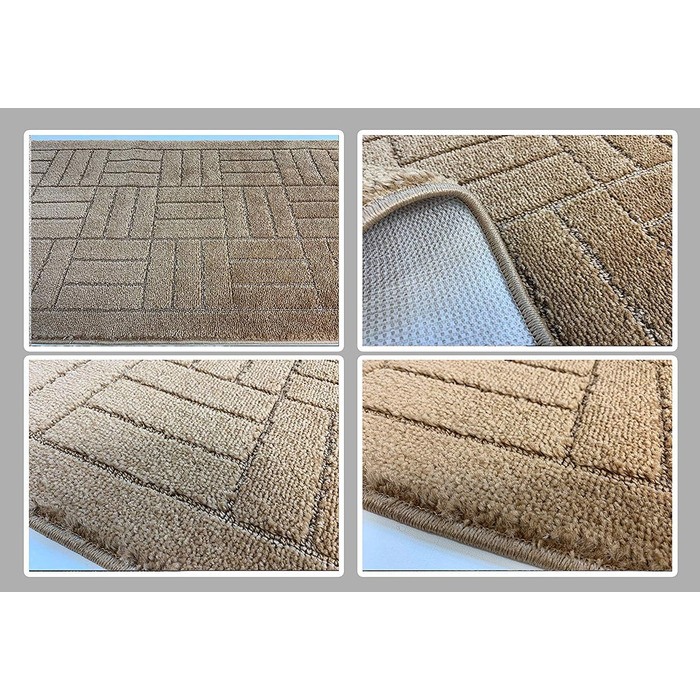 Килимова доріжка з гумовою основою, нековзна, яку можна прати, довжина 2,4 м, для кухні, коридору, сходів, спальні, ванної кімнати, передпокою, коричнево-бежева, вибір довжини (66 x 2,4 м) 2&392&39 x 8&39 (прямокутна) Бежеві цеглинки
