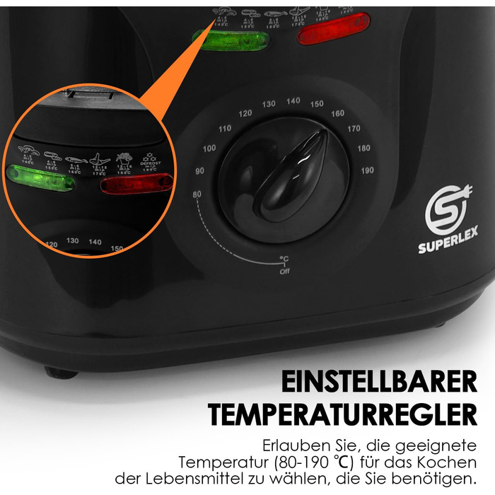 Літрова електрична фритюрниця з олією 1300 Вт, ємність 1,3 кг Компактні фритюрниці, знімний сталевий кошик, відро з антипригарним покриттям, кришка з ілюмінатором, регульована температура 80-190C, 2-