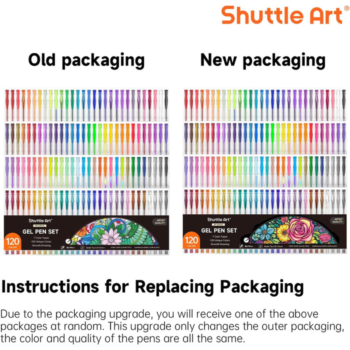 Гелеві ручки Shuttle Art, 120 кольорів гелевих ручок для дорослих, набір гелевих ручок з блискітками, металеві неонові пастельні вихорові кольори, гелеві ручки для дітей та дорослих, розмальовки, малювання каракулів