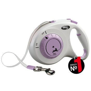 Рулетка-строп для собак до 25 кг, сіро-ліловий, регульована довжина 0-7 м