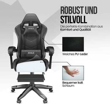Ігрове крісло Avalo - Ергономічне офісне крісло, регульоване - Ігрове крісло - Чорне