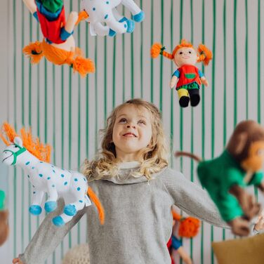 Лялька Пеппі Довга Панчоха, 20 см мила ганчіркова лялька для дівчаток і мяка лялька від 10 місяців лялька-переодягалка та плюшева