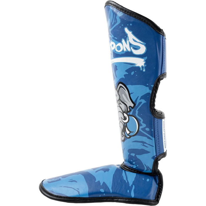 ЗБРОЇ Щитки для гомілок, дитячі, Джип, сині, для тренувань та змагань, високоякісна синтетична шкіра та ідеальна амортизація, муай-тай, К1, ММА, карате та кікбоксинг, розмір S/M, 8