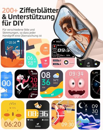 Жіночий смарт-годинник Parsonver із водонепроникністю 5 атм, спортивний годинник для плавання, фітнес-годинник 1,8 дюйма HD для жінок із понад 100 спортивними режимами, відстеженням серцевого ритму та сну, смарт-годинник для Android та iOS, рожеве золото,