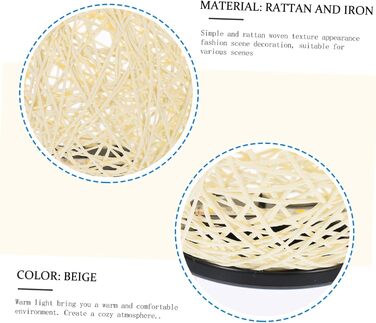 Ротанговий світильник Ротанговий настільний ліхтар Декоративна настільна лампа для дітей Кульова лампа з ротанга Вінтажний декор Підвісна лампа з ротанга Підвісна лампа з ротанга Світлодіодний декор Залізо, 1stk Night Light Led