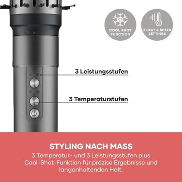 Стайлер для волосся 5-в-1 Severin S-Style Multi-Styler фен з іонізацією, брашинг з технологією Airflow, 5 насадок, 1500 Вт, компактний, антрацит, WL 0684