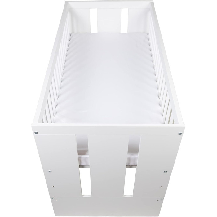 Дитяче ліжко Paulus White 12060 см Дитяче ліжечко/ліжечко з 3 рівнями регулювання висоти Лакована сосна та МДФ Стійке та безпечне (матрац не входить до комплекту)